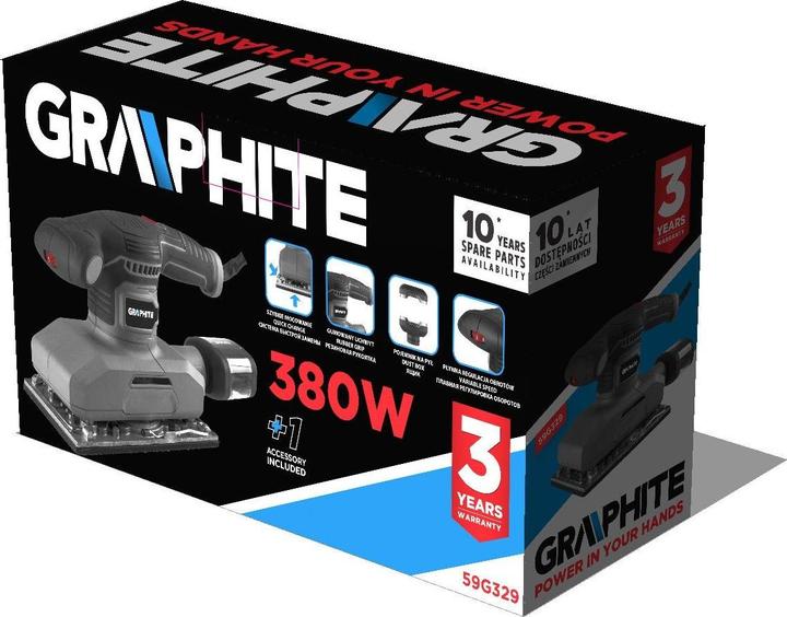 Produktbild Graphite 380-W-Schleifmaschine mit einem Fuss von 115 x 230 mm (Schwingschleifer, 380 W)