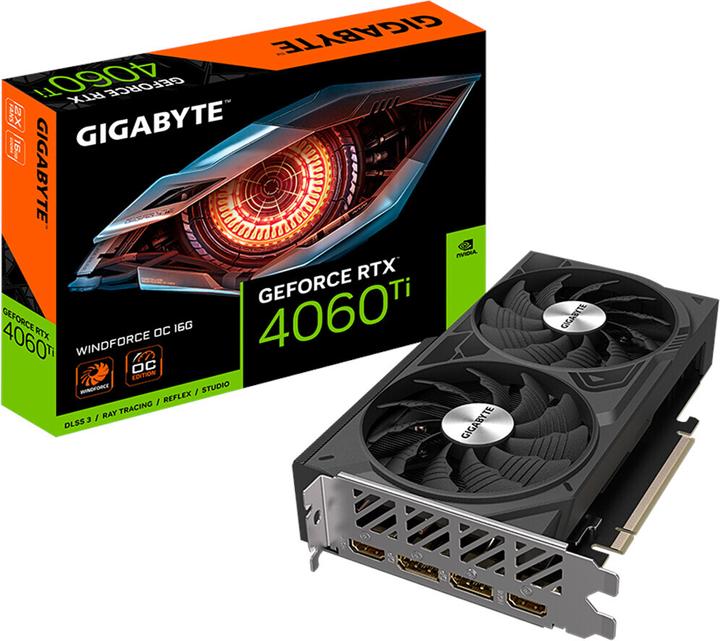 Actual product image Gigabyte GeForce RTX 4060 Ti WindForce OC - 16GB GDDR6 RAM - Graphics Card (16 GB)