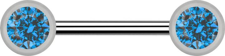 Star Piercing Barbell silber mit zwei Kugel front Kristall hellblau (ohne Messing, Titan G23)