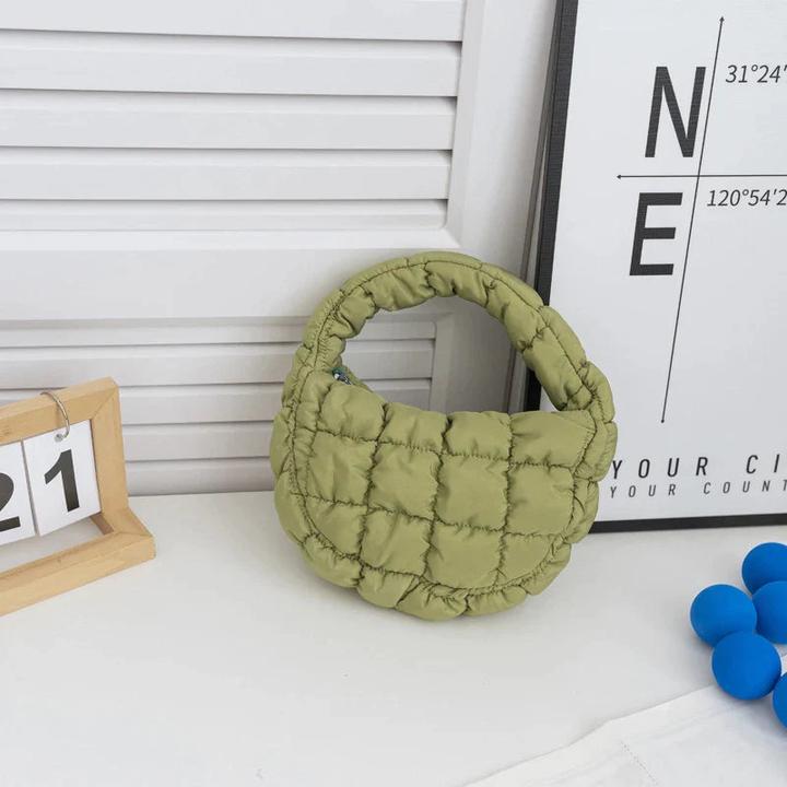 Only-Bags.Store Mini-Tasche Gesteppter Kreis Telefon Purpur Elegant Lila Weiches Nylon Gepolstertes