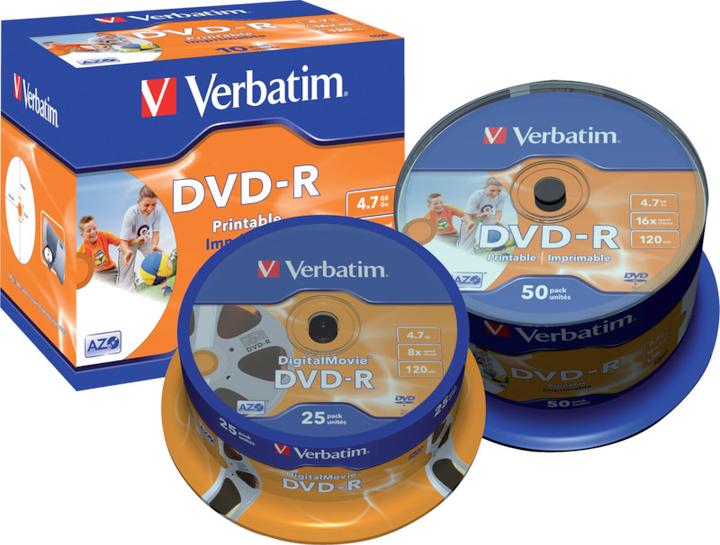 Produktbild Verbatim DVD-R, 16x, 4.7GB, 25er Spindel (25 x)