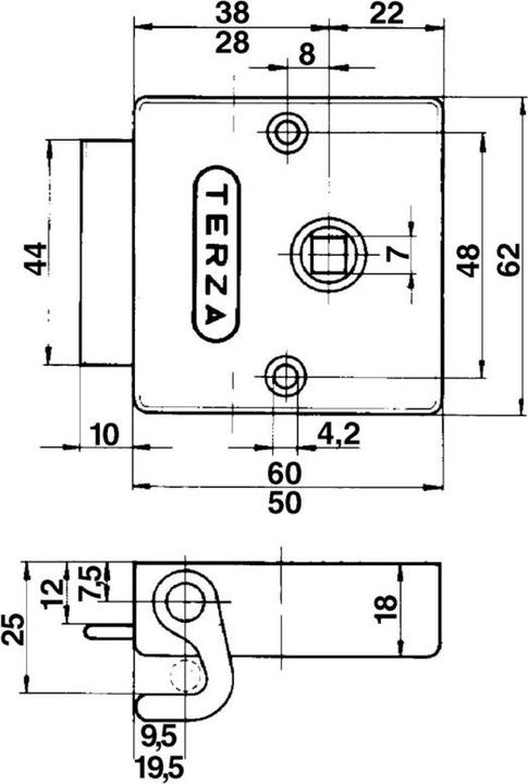 Actual product image Heusser Serrure espagnolette TERZA, +AMMAoA- enfoncer (Rotary knob half cylinder)