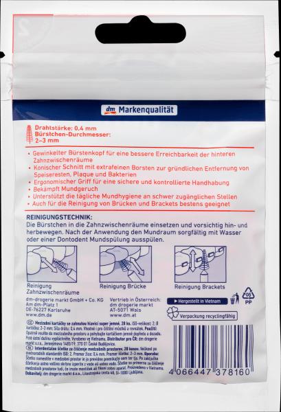 Image du produit dm Dontodent Brosses interdentaires angulaires roses 0,4 mm ISO 2 (28 x, 0.40 mm)