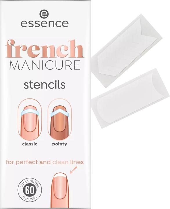 Produktbild essence Schablone French Manicure 01 French Tips & Tricks (Nagellacktrockner, Weiss)