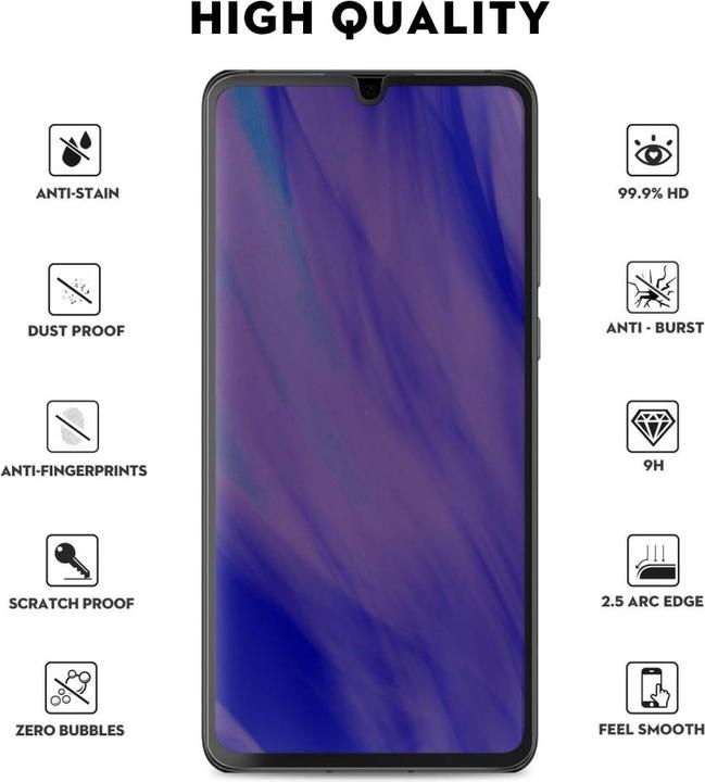 Produktbild Screenguard Huawei P30 Full Screen Panzerglas Schutzfolie 2.5D 9H (1 Stück, Huawei P30)