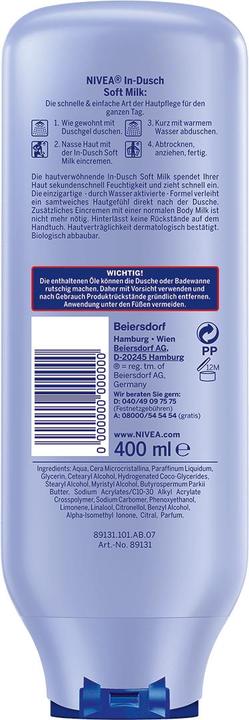 Actual product image NIVEA In Shower Soft Milk With Shea Butter Dry Skin (400 ml)
