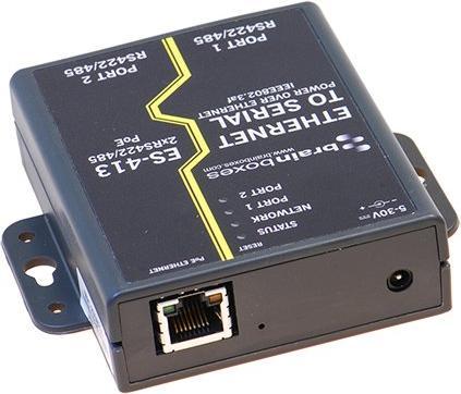 Actual product image Brainboxes PoE serial device server with removable adapters, 100Mbps, serial ports - 2, RS422 / RS485