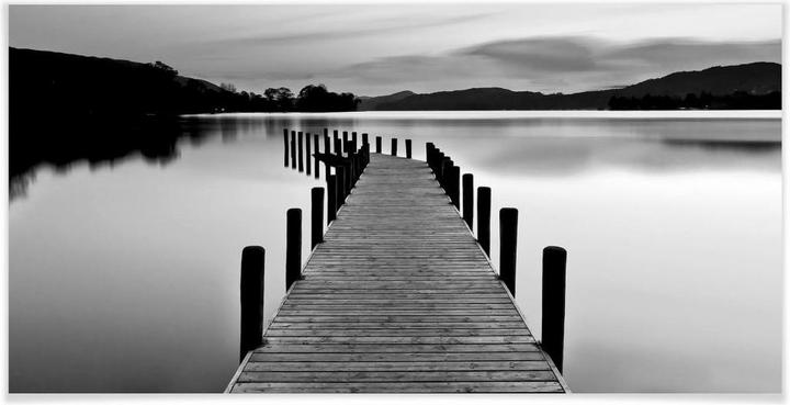 Actual product image Trenddeko Lake panorama - black and white (150 x 75 cm)