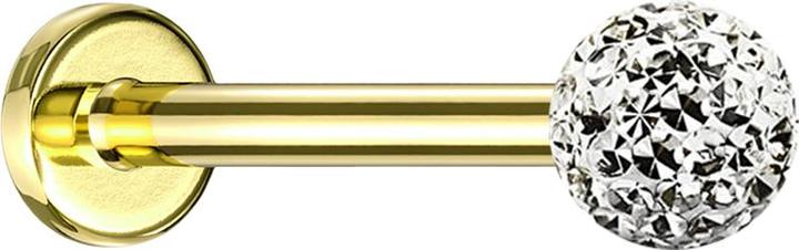 Actual product image Star Piercing Micro labret gold-plated with crystal ball silver epoxy protective layer (Titanium G23, without brass)