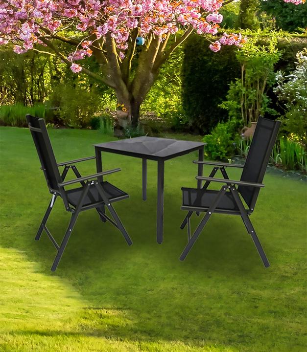 Image du produit VCM Ensemble de meubles de jardin en aluminium 80 x 80 verre noir (80 cm)