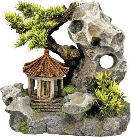 Actual product image Nobby Aqua Ornaments TEMPLE ON CLIP with plants (Embellishment, other items)