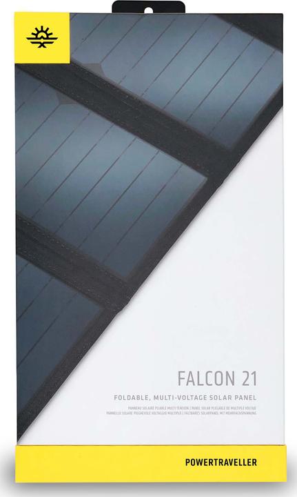 Actual product image Powertraveller Falcon 21 solar charger with 1x USB-A and 1x DC output (21 W, 0.47 kg)