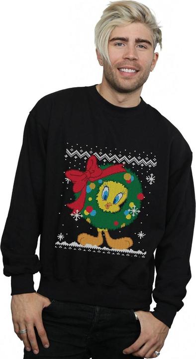 Actual product image Looney Tunes Mens Tweety Pie Christmas Fair Isle Sweatshirt (XXL)