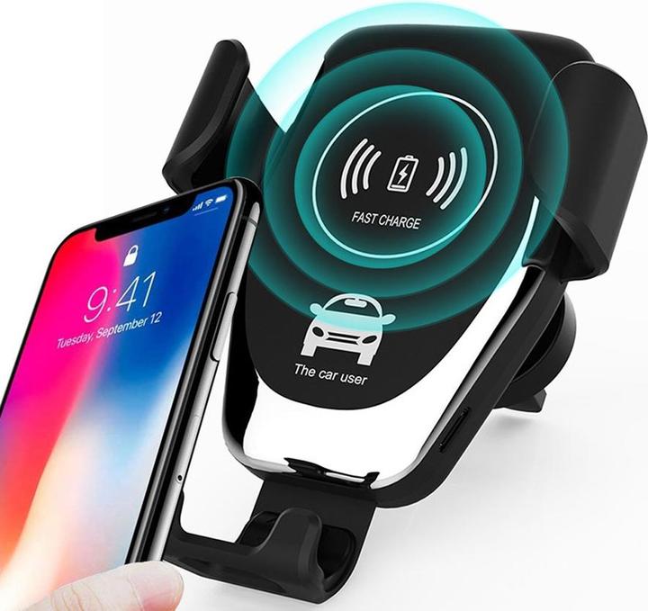 Actual product image PhoneLook Wireless Smartphone Mount Car Mount 10W Qi Universal Bracket Clamp & Adhesive Attachment