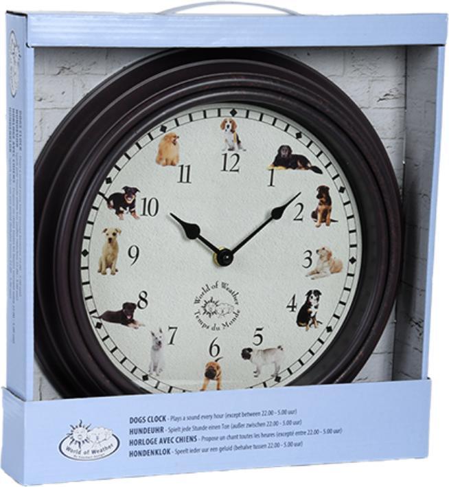 Produktbild Esschert Design Gartenuhr mit Hundegeräuschen ø 30 cm, Mehrfarbig (30 cm)