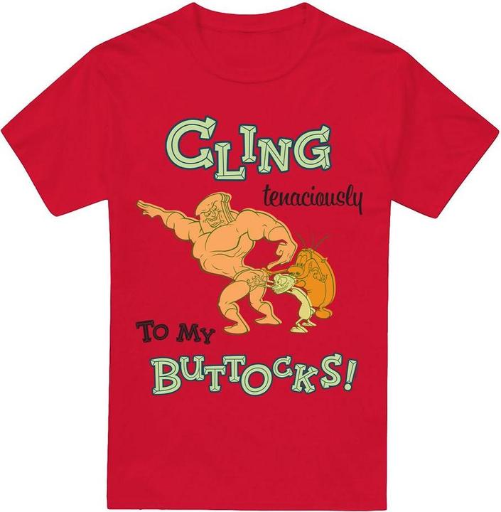 Actual product image Ren & Stimpy Mens Cling Tenaciously To My Buttocks T-Shirt (M)