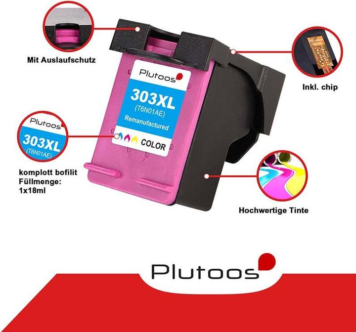 Produktbild Plutoos HP 303 XL HP 303 XL Patronen XXL kompatibel (BK, CL)