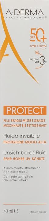 Produktbild A-Derma PROTECT Fluide invisible SPF50+ (Sonnencreme Gesicht, SPF 50+, 40 ml, 60 g)
