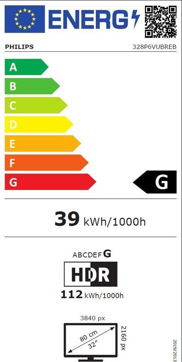 Energie-Label Philips 328P6VUBREB/00 (3840 x 2160 Pixel, 32")