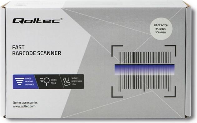 Immagine prodotto Qoltec 50864 Lettore di codici a barre Lettore di codici a barre fisso 1D/2D LED (Codici a barre 1D, Codici a barre 2D)