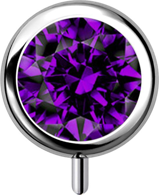 Produktbild Star Piercing Threadless Zylinder silber front Kristall violett (ohne Messing, Titan G23)