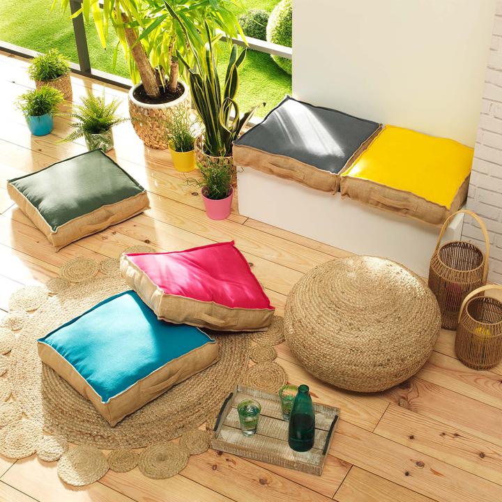 Image du produit Natura Punto Coussin de sol en coton et jute (45 x 45 x 10 cm)