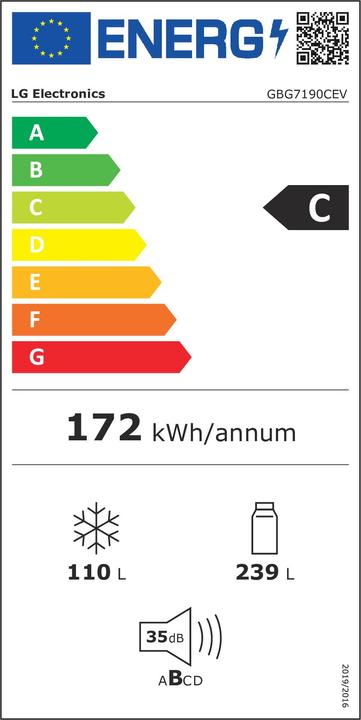 Label énergétique LG MoodUP InstaView GBG7190CEV (349 l)