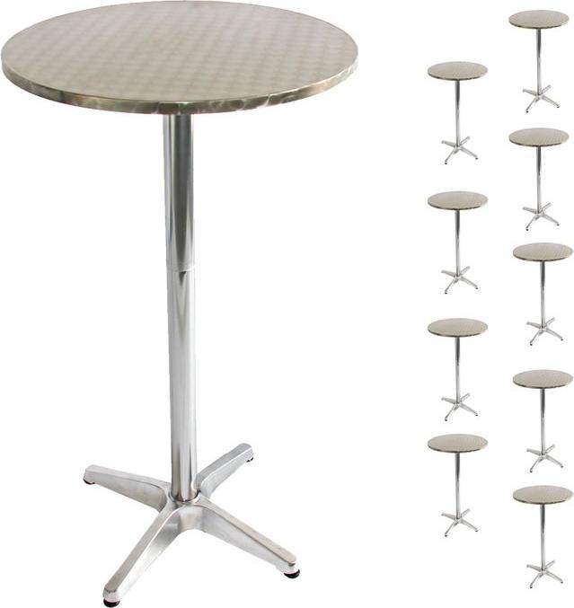 Image du produit Mendler 10x table haute en aluminium, table de bistro, réglable en hauteur 70/110cm Ø=60cm pliable, pied en (70 x 110 cm)