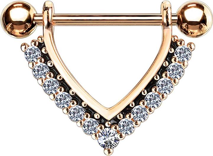 Produktbild Star Piercing Barbell rosegold Hänger mit Kristallen silber (Chirurgenstahl 316L, Messing)