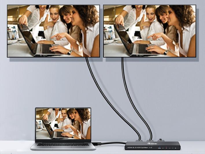 Image du produit equip HDMI Splitter 2.0 2 ports Ultra Slim 4K/60Hz noir