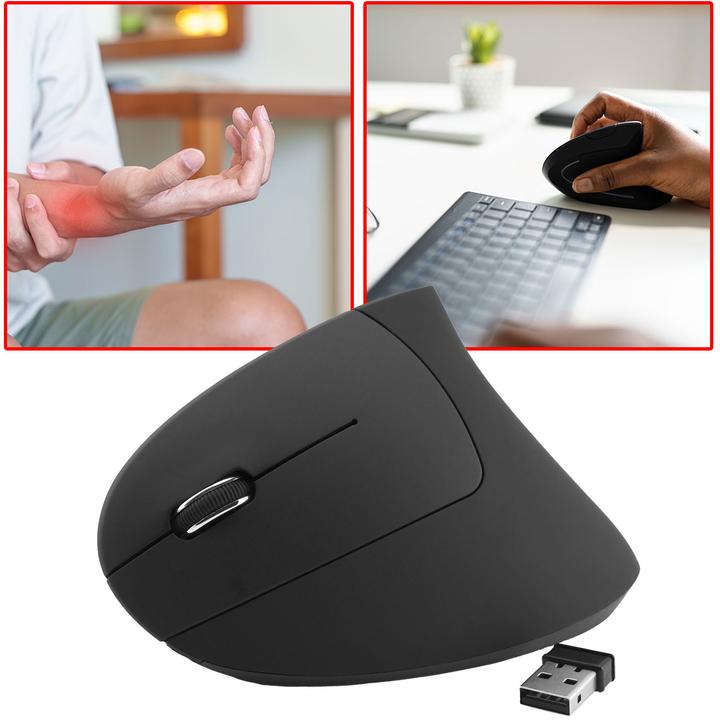 Image du produit MediaRange Souris sans fil Verticale pour gauchers, noire (Sans fil)