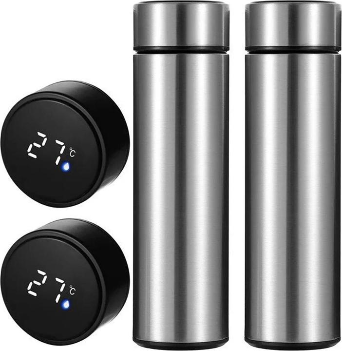 Produktbild Herzberg 2er-Set Thermo-Vakuumflasche mit Touchscreen & Temperaturanzeige, 500ml, BPA-frei (0.50 l)