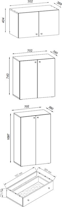Valeurs nutritives et ingrédients VCM Armoire de bureau Armoire à dossiers Lona Rehausse à 5 compartiments Tiroir Portes battantes (70 x 39 x 240 cm)