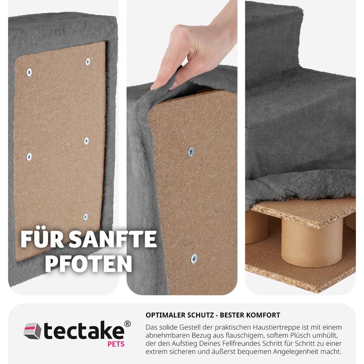 Immagine prodotto tectake Scala per animali Paw Path con rivestimento in peluche 37 x 45 x 34,5 cm (Cane, Gatto)