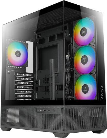 Actual product image Azza Boitier Moyen Tour ATX Tiara RGB avec panneaux vitrés (Noir) (ITX, mATX, ATX)