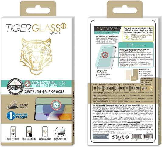 Produktbild Muvit Tiger Glass Plus Verre Trempe Antibacterien Samsung Galaxy A03s (1 Stück, Samsung Galaxy A03s)