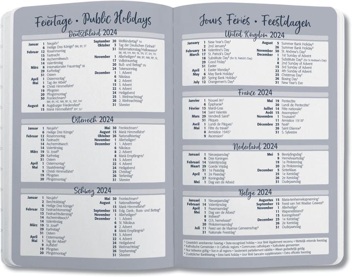 Valeurs nutritives et ingrédients Jolie Agenda de poche (A6, Allemand, Français, Italien, Anglais)