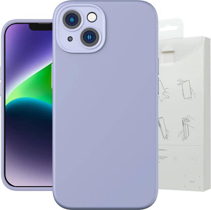 Image du produit Baseus Étui en gel de silice liquide pour iPhone 14 Plus (lavande)+ verre trempé + kit de nettoyage (Apple iPhone 14 Plus)
