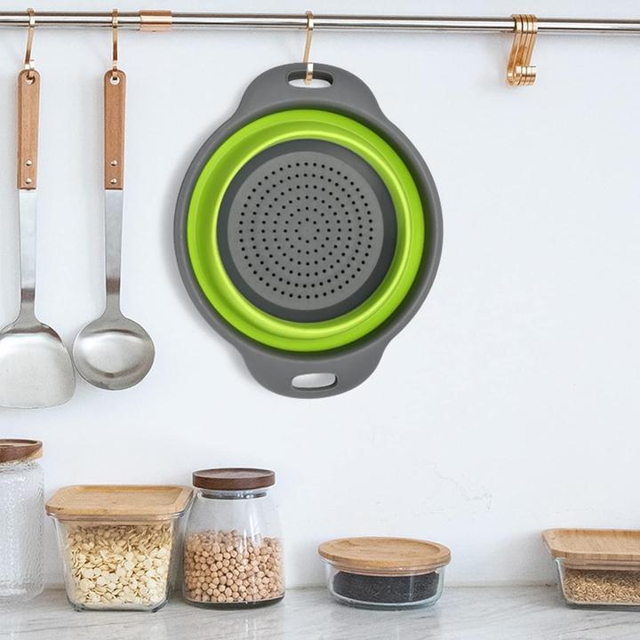 Actual product image ASMI Collapsible silicone strainer, foldable round drip tray