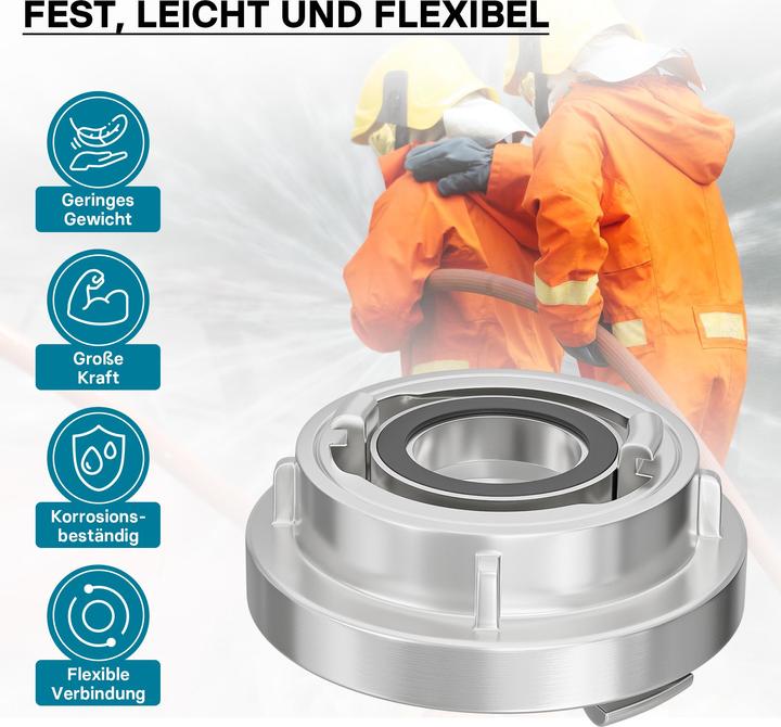 Image du produit Wiltec Raccord Storz Raccord pompier réducteur de C à D Alu pour tuyau d'incendie, de chantier (Attelage, 52 mm)
