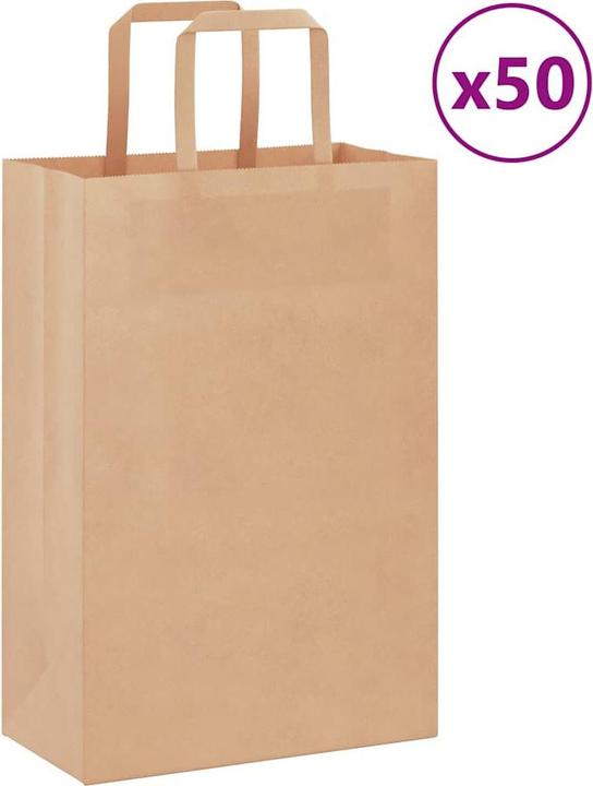 Actual product image VidaXL Kraft paper bags 50 pcs. with handle brown 21x11x31 cm paper bag (Gift bag, 50 x)