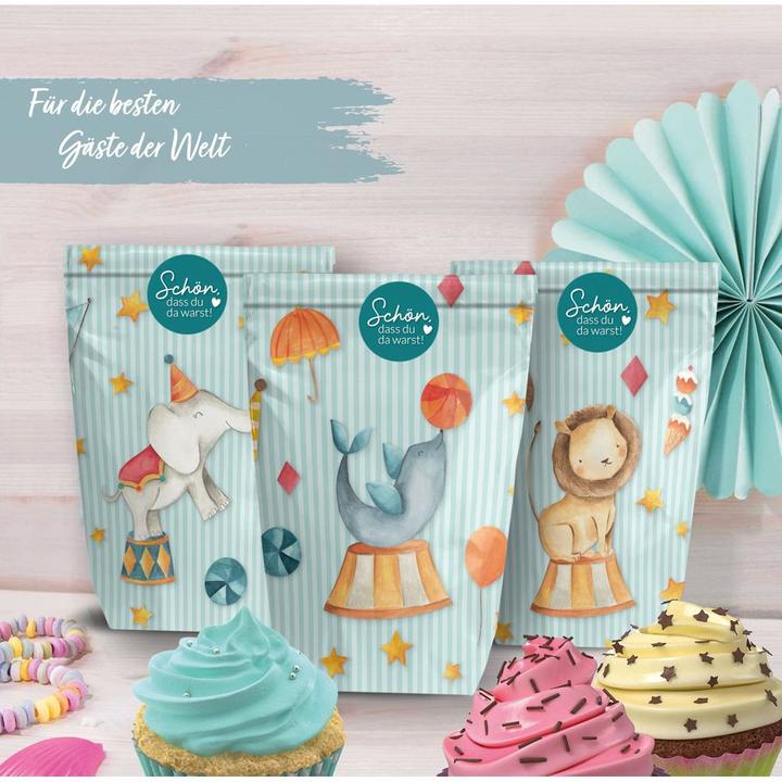 Actual product image Papierdrachen 12 birthday gift bags - circus (Gift bag, 12 x)
