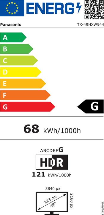 Energielabel Panasonic TX-49HXW944 (49", LCD, 4K, 2020)