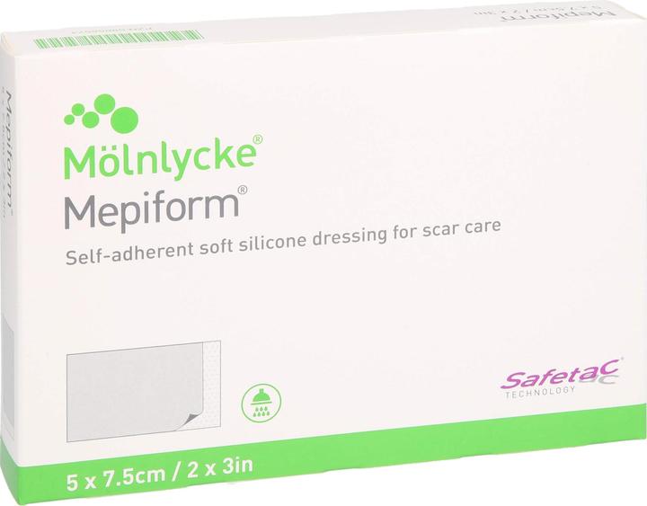 Immagine prodotto Mölnlycke Medicazione in silicone Mepiform 5 x 7,5 cm per il trattamento delle cicatrici, 5 pz. Medicazioni