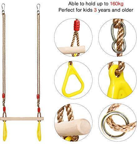 Immagine prodotto Pellor Altalena multifunzionale per bambini in legno a trapezio