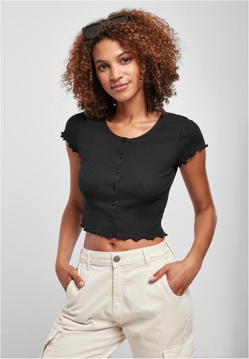 Image du produit Urban Classics Ladies Cropped Button Up Rib Tee (XL)