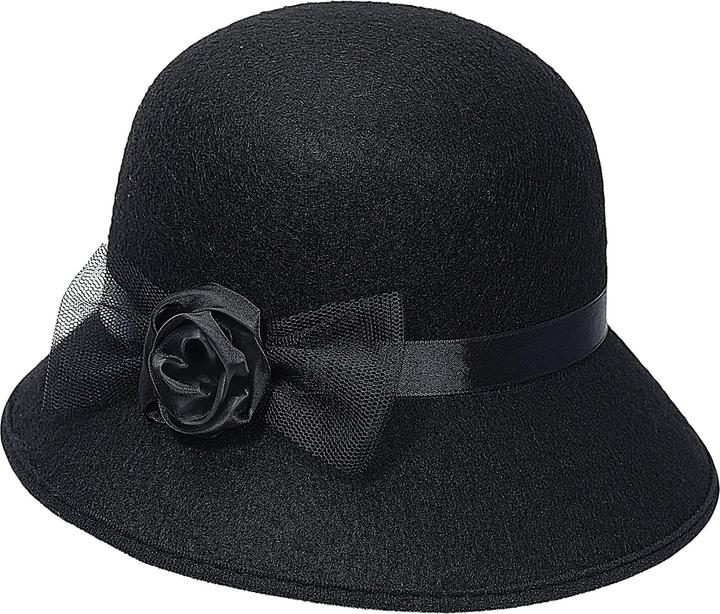 Widmann 20s Charleston Hat Gloche Black Felt