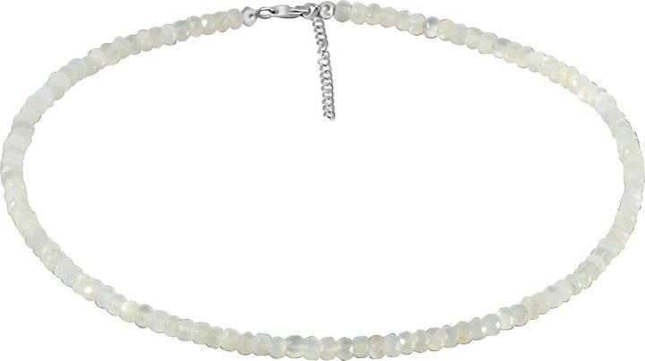 Xen Mondstein- Collier weiss 5,5 mm facettiert 43 + 5 cm 925 Silber (925 Sterling Silber, 43 cm)