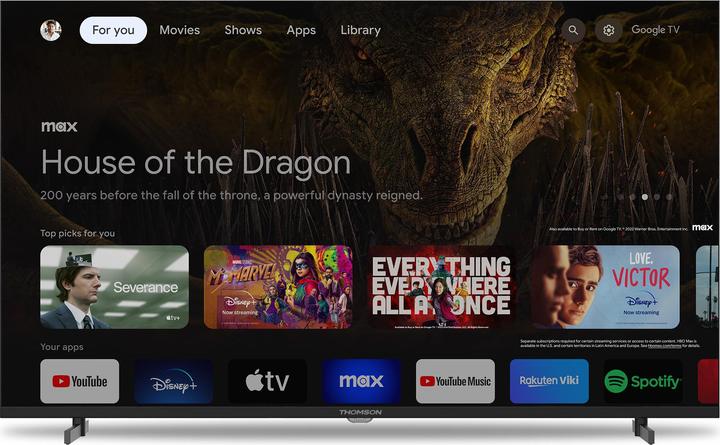 Produktbild Thomson TV 43 4K SMART UHD T2/C2S2 GOOGLE TV FRAMELESS (43", LED, 4K, 2021)