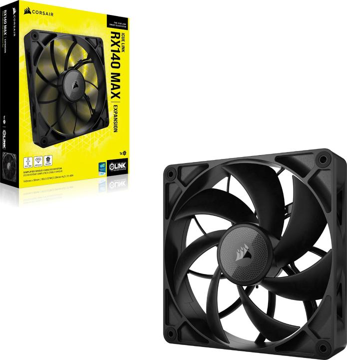 Actual product image Corsair RX MAX Series, iCUE LINK RX140 MAX, 140mm Fan, Single Fan (140 mm, 1 x)